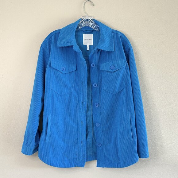 AVEC LES FILLES Tamra Corduroy Shirt Jacket Blue Small - Picture 7 of 11